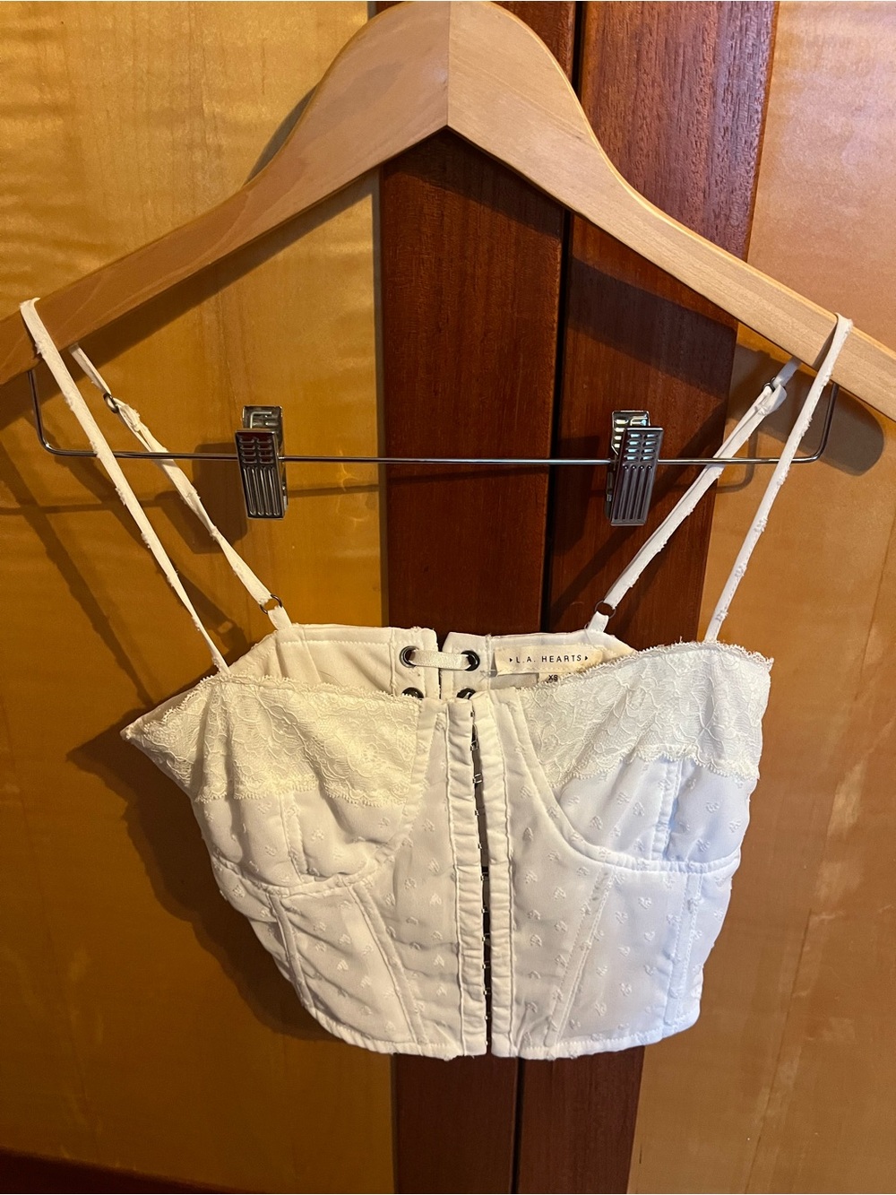 La Hearts White Lace Corset Crop Top
